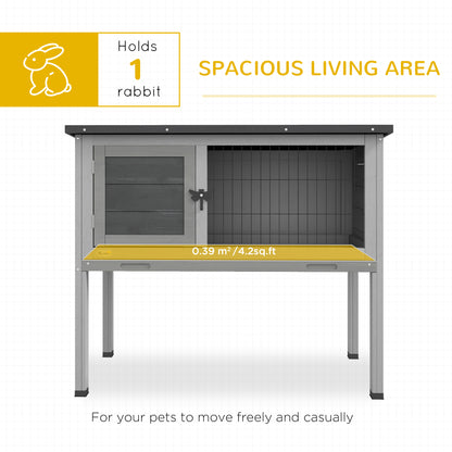 Elevated Indoor Outdoor Wooden Rabbit Hutch Hinged Asphalt Roof Removable Tray