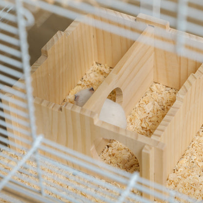 Pawhut Hamster Cage, Gerbil Cage W/ Deep Bottom, Wooden Ramp, Exercise Wheel