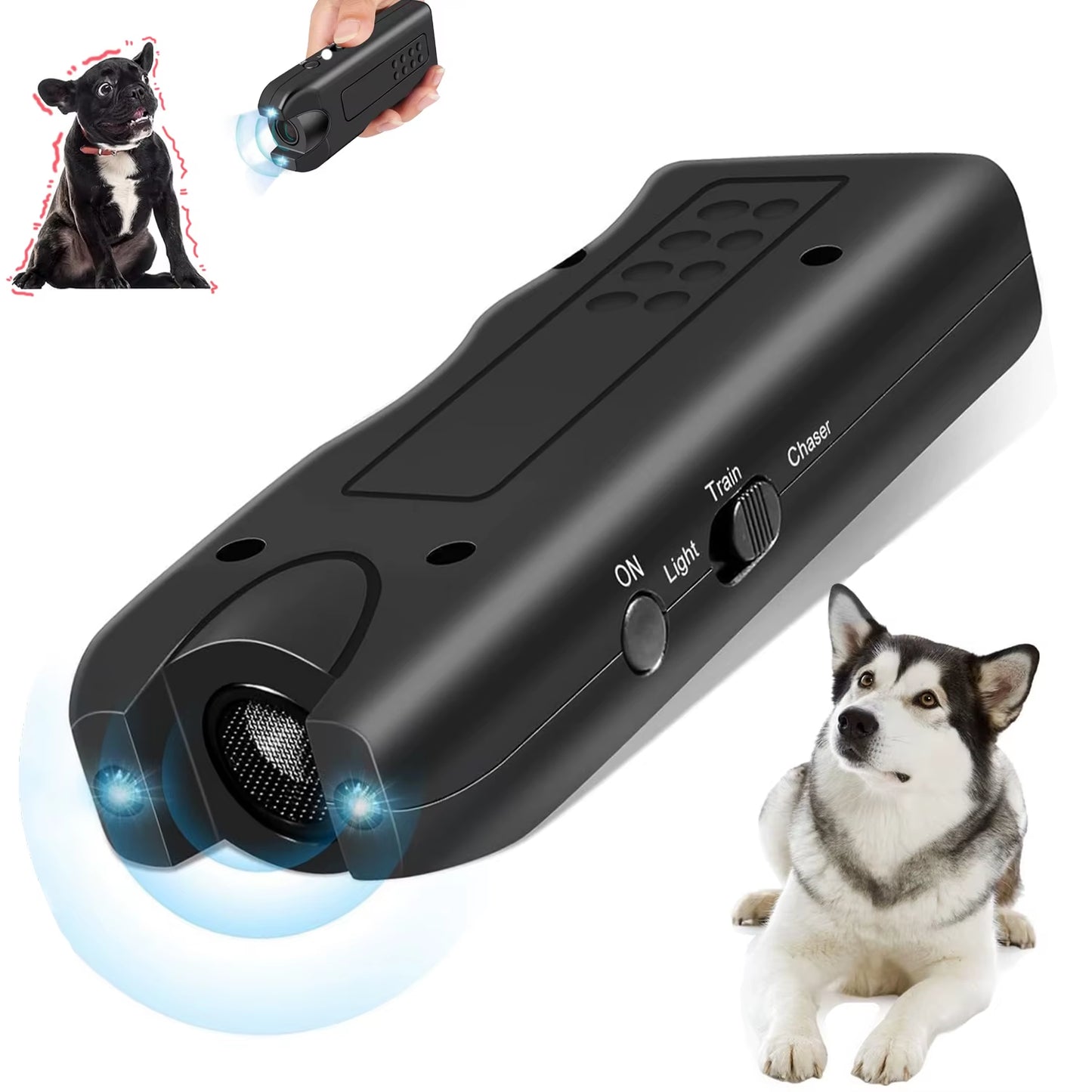 Ultrasonic Dog Repeller Portable Anti-Barking Deterrent Handheld 3In1 Dog Training Device Repel Animals Pets Dog Trainer