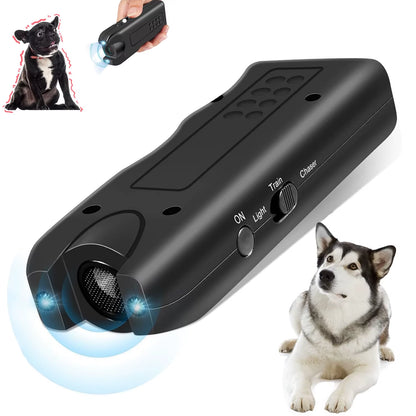 Ultrasonic Dog Repeller Portable Anti-Barking Deterrent Handheld 3In1 Dog Training Device Repel Animals Pets Dog Trainer