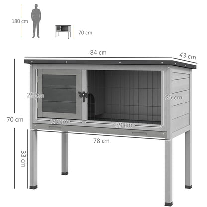 Elevated Indoor Outdoor Wooden Rabbit Hutch Hinged Asphalt Roof Removable Tray