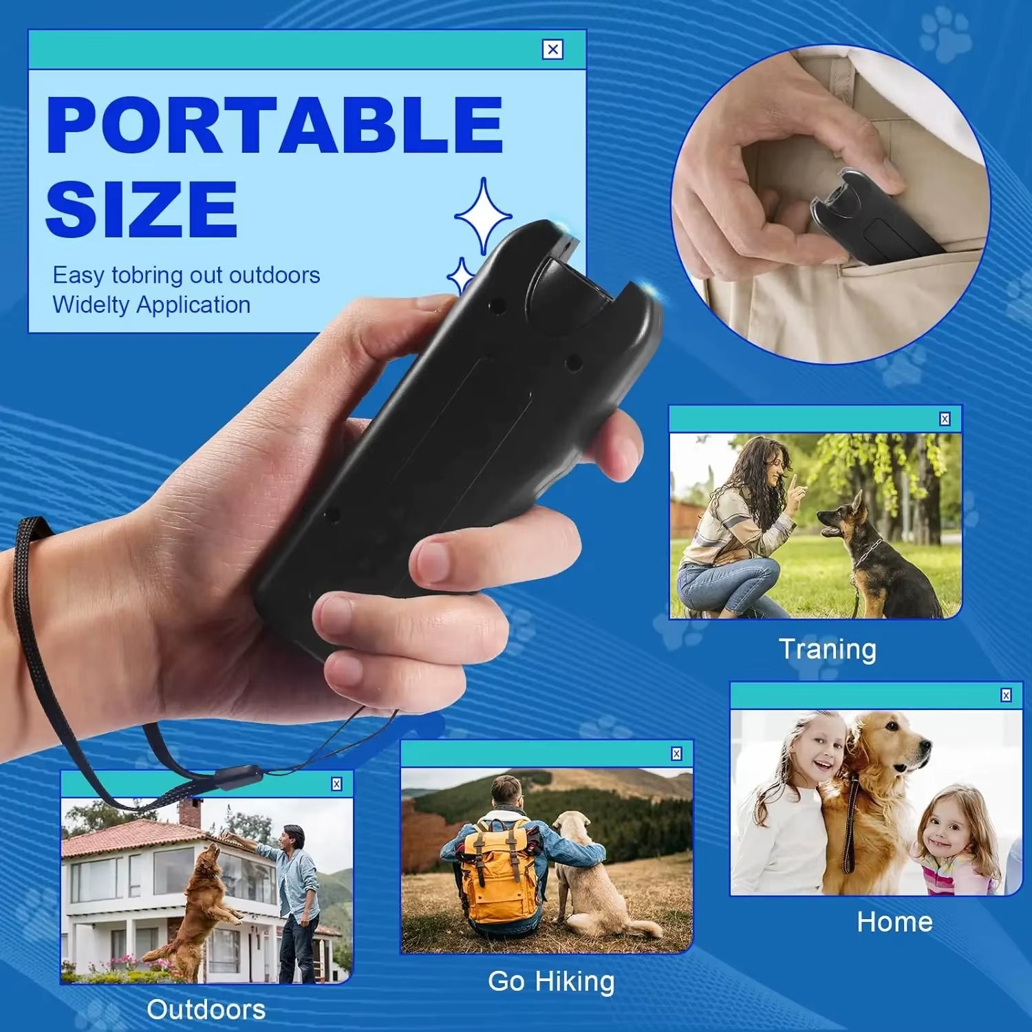 Ultrasonic Dog Repeller Portable Anti-Barking Deterrent Handheld 3In1 Dog Training Device Repel Animals Pets Dog Trainer