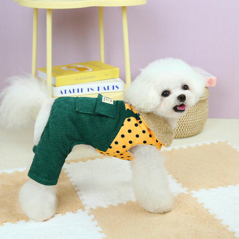 Pet Clothes Four-legged Cotton-padded Clothes Go Out In Autumn And Winter