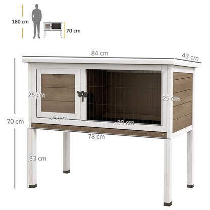 Elevated Indoor Outdoor Wooden Rabbit Hutch Hinged Asphalt Roof Removable Tray