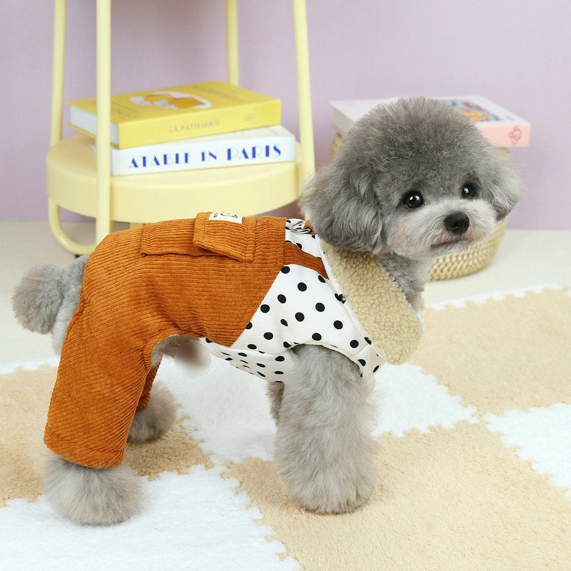 Pet Clothes Four-legged Cotton-padded Clothes Go Out In Autumn And Winter
